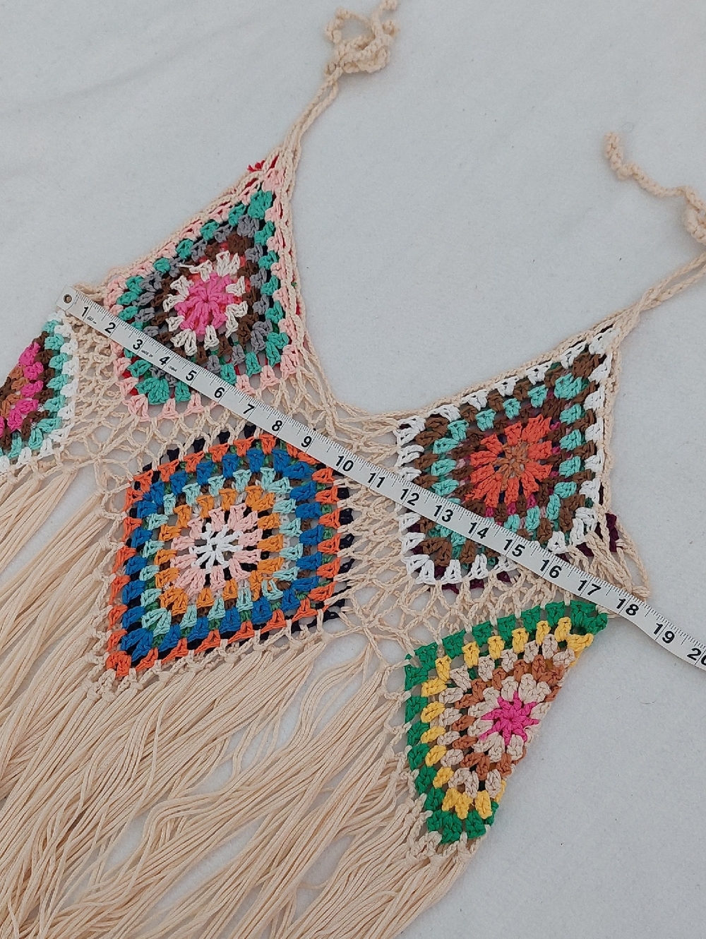 SHEIN  CURVE Boho Crochet Fringe Maxi Dress/Swimsuit Cover-up NWOT - Picture 7 of 10